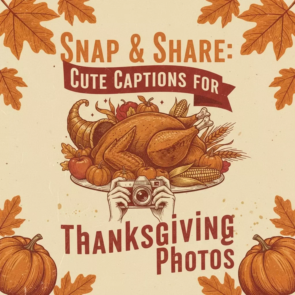 Snap & Share: Cute Captions for Thanksgiving Photos | Digital Download | Instagram Caption Ideas, Holiday Hashtags, and Social Media Content Guide for Fall & Friendsgiving Posts