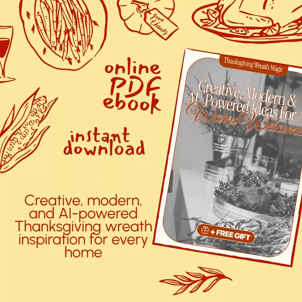 Thanksgiving Wreath Magic: Creative, Modern & AI-Powered Ideas for a Warm Welcome | Digital eBook | Thanksgiving Wreath Ideas, DIY Guide & AI Creativity Tips
