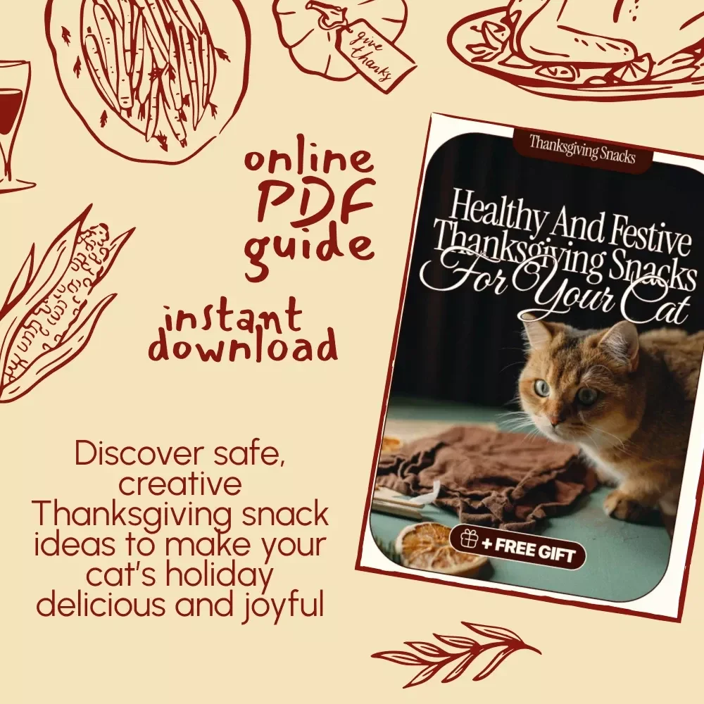 Healthy and Festive Thanksgiving Snacks for Your Cat | Cat Holiday Recipe Guide | AI-Powered Cat Treat Ideas | Printable eBook & Checklist for Pet Lovers