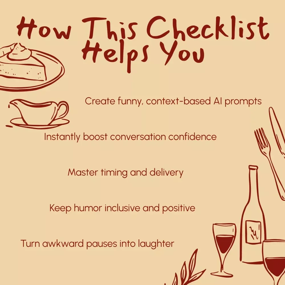 Laugh Your Way Into Conversation | Humor-Based AI Prompt Checklist | Digital Download for Creative Chat Starters, Funny Icebreakers & Engaging Conversations