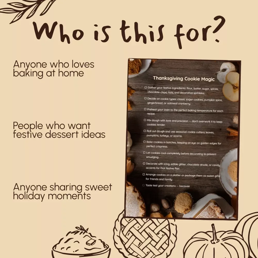 Thanksgiving Cookie Magic | Festive Thanksgiving Cookie Ideas Checklist | Holiday Baking Digital Download