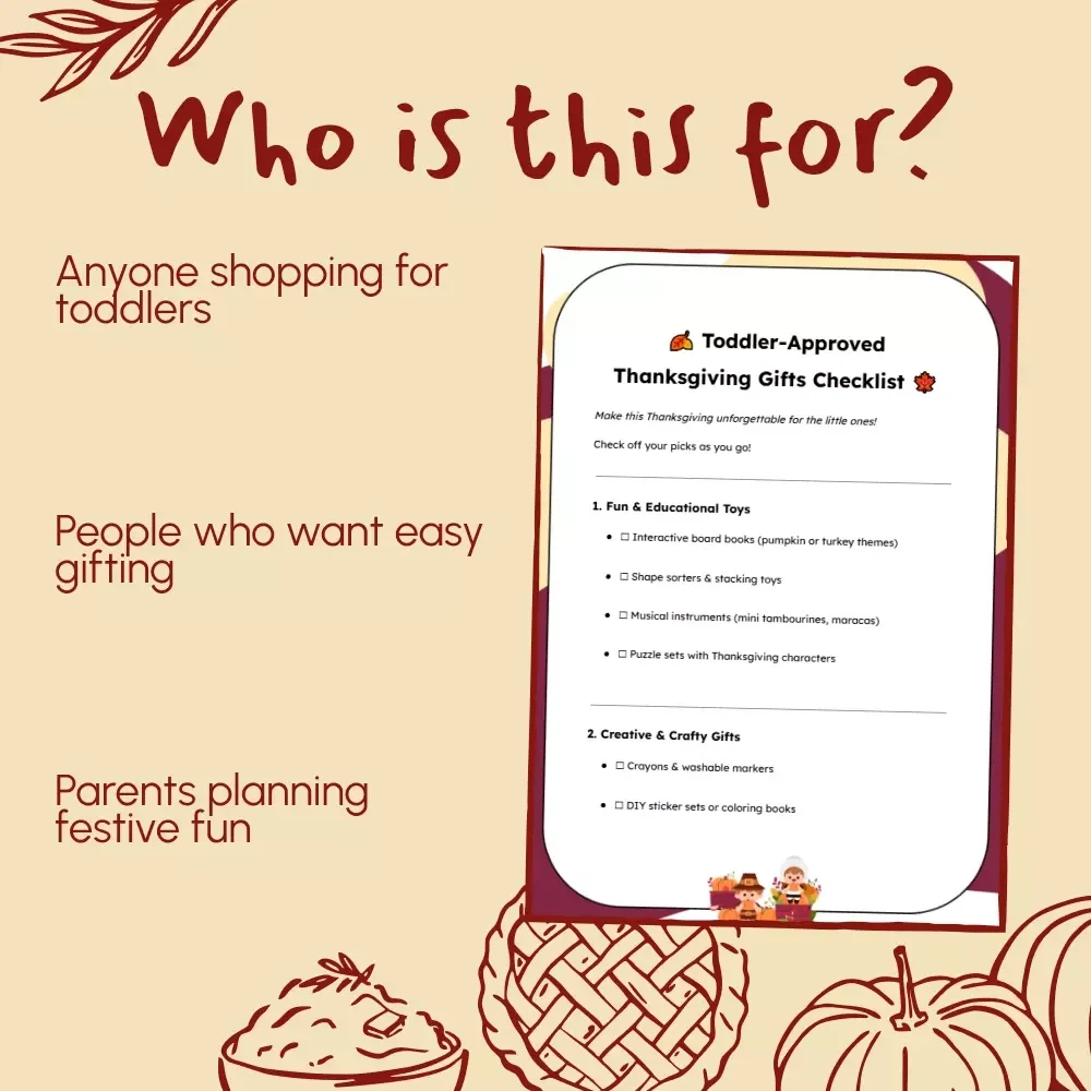 Toddler-Approved Thanksgiving Gifts Checklist | Fun & Educational Thanksgiving Gifts for Toddlers | Printable Holiday Gift Ideas for Kids