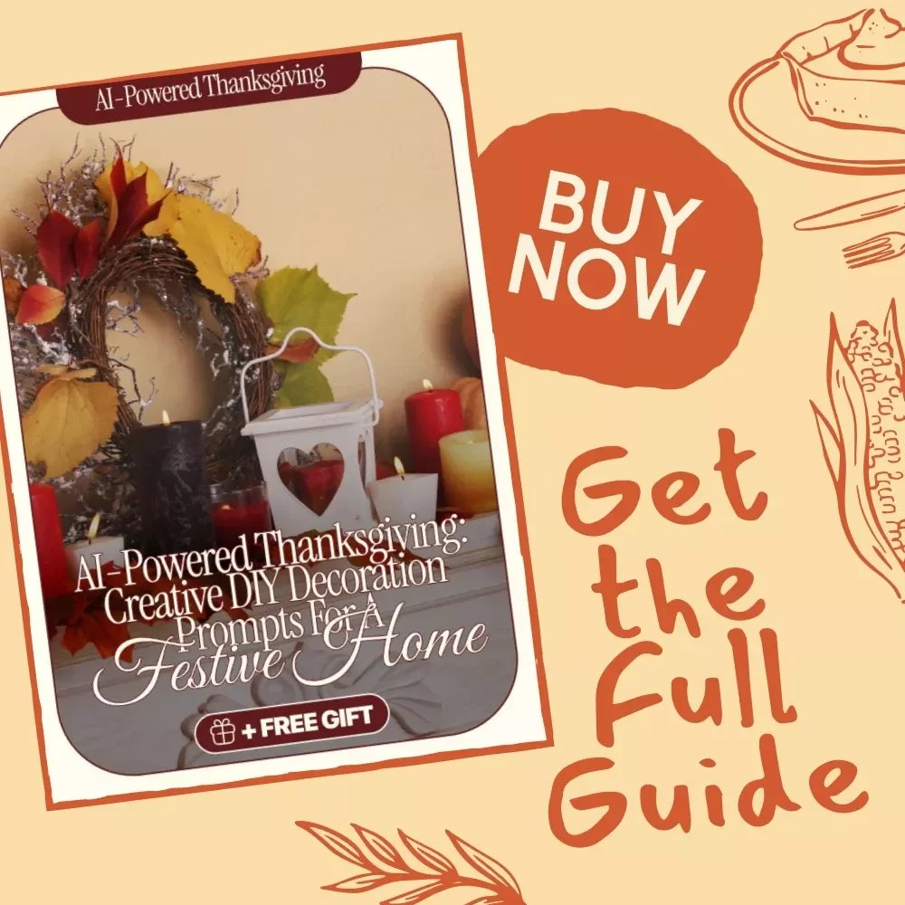 AI-Powered Thanksgiving: Creative DIY Decoration Prompts for a Festive Home | AI Prompts for DIY Thanksgiving Decorations | Digital Guide for Creative Holiday Decor Ideas