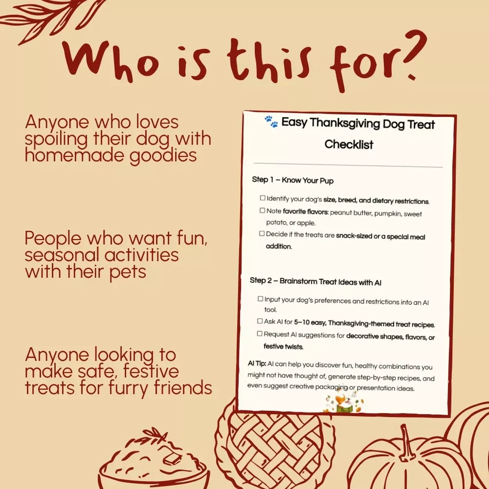 Easy Thanksgiving Dog Treat Checklist | Printable Holiday Pet Guide | DIY Homemade Dog Treat Recipes | Fun Fall Pet eBook for Dog Lovers | Digital Download