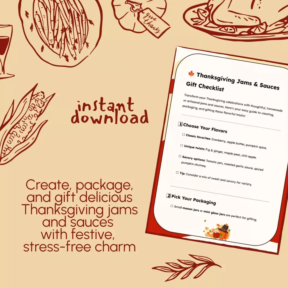 Thanksgiving Jams & Sauces Gift Checklist | Printable Holiday Gift Guide for Homemade & Artisanal Jams and Sauces | Thanksgiving Gifts Ideas