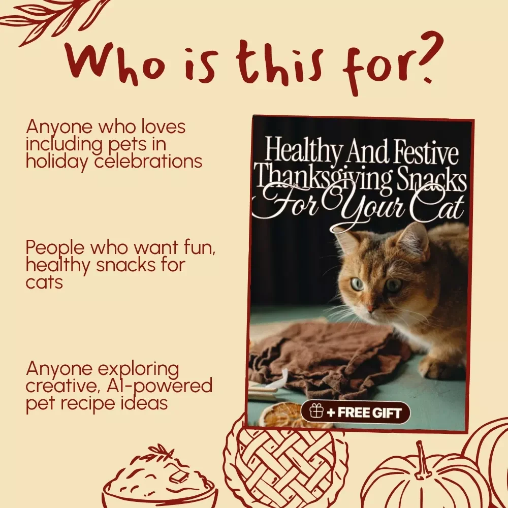 Healthy and Festive Thanksgiving Snacks for Your Cat | Cat Holiday Recipe Guide | AI-Powered Cat Treat Ideas | Printable eBook & Checklist for Pet Lovers