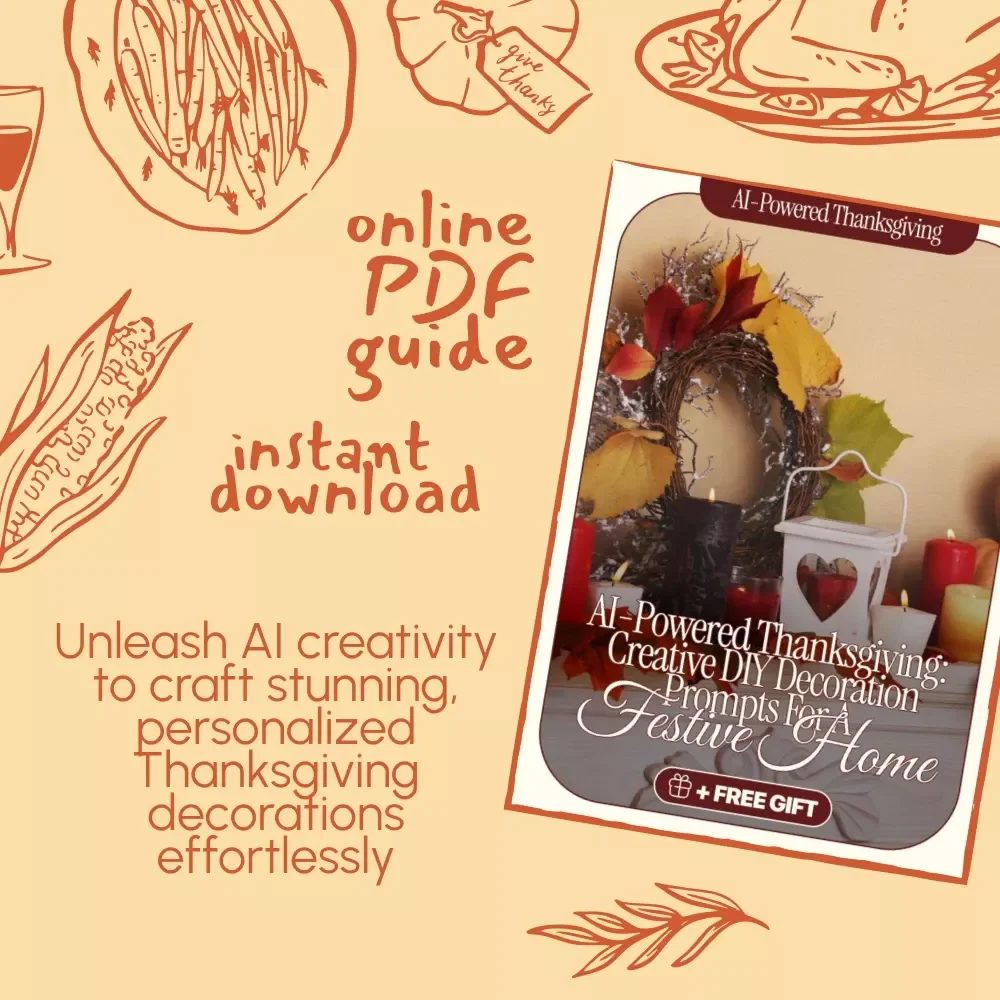 AI-Powered Thanksgiving: Creative DIY Decoration Prompts for a Festive Home | AI Prompts for DIY Thanksgiving Decorations | Digital Guide for Creative Holiday Decor Ideas