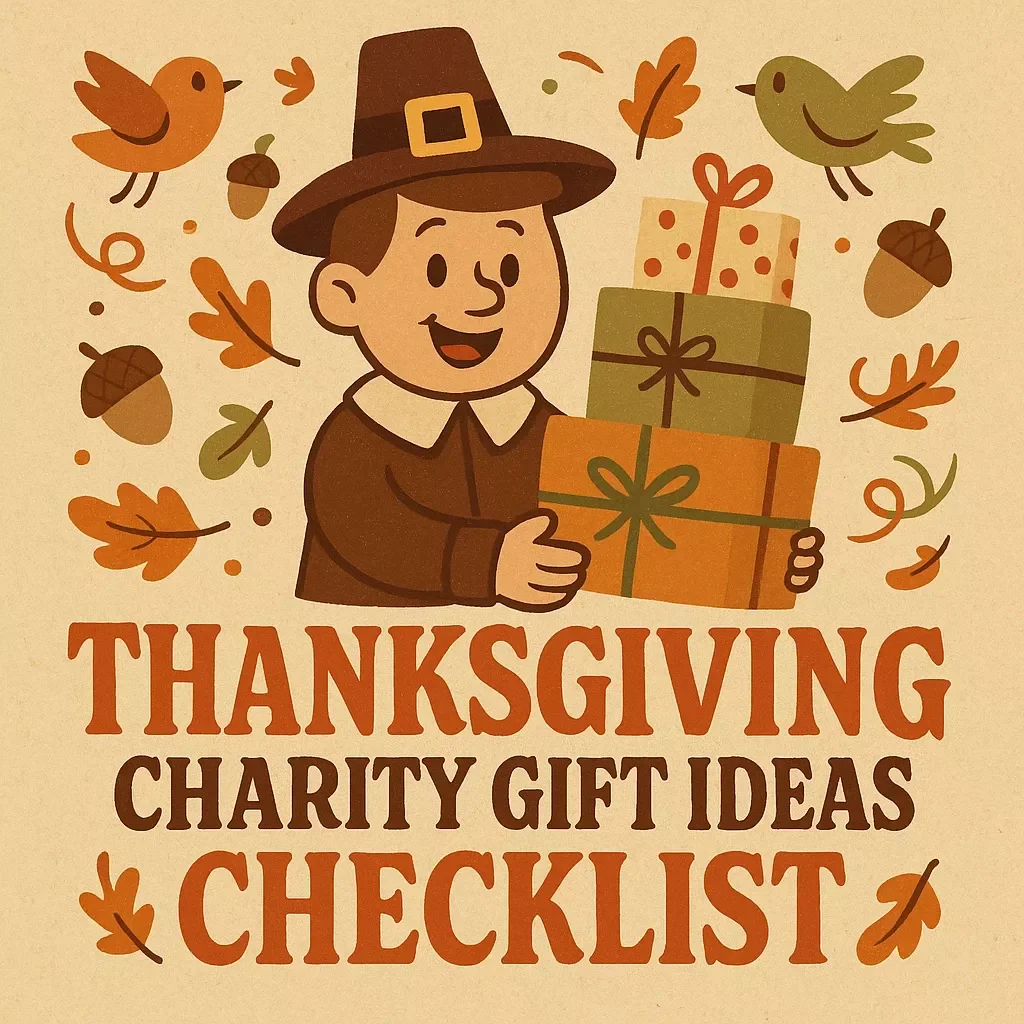 Thanksgiving Charity Gift Ideas Checklist | Printable Giving Guide | Digital Download for Holiday Acts of Kindness & Charity Gift Ideas During Thanksgiving