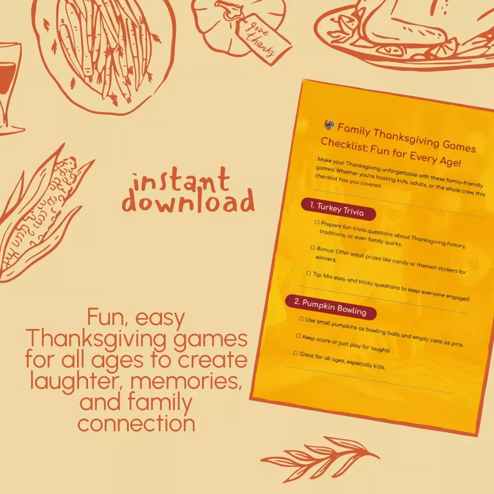 Family Thanksgiving Games Checklist: Fun for Every Age | Printable Family Thanksgiving Games, Holiday Party Activities & Kids’ Entertainment Ideas