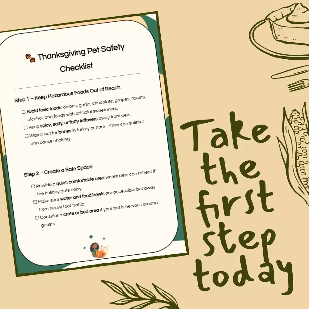 Thanksgiving Pet Safety Checklist | Printable Holiday Guide for Pet Owners | Digital Download | Thanksgiving Pet Safety Tips for Dogs & Cats