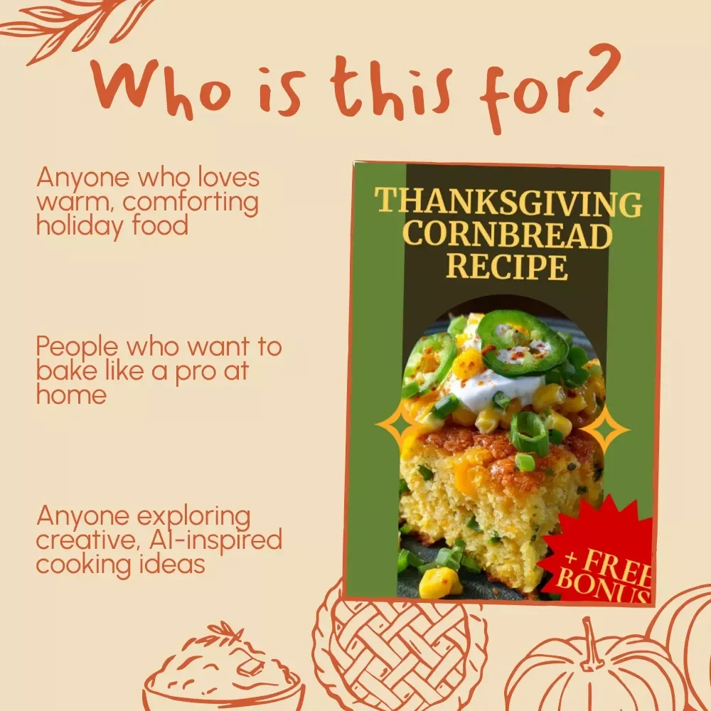 Thanksgiving Cornbread Recipe | Cozy Holiday eBook | Easy Step-by-Step Guide, Family Tradition, and AI Cooking Creativity for Flavor Variations | Perfect Moist Homemade Cornbread Digital Download