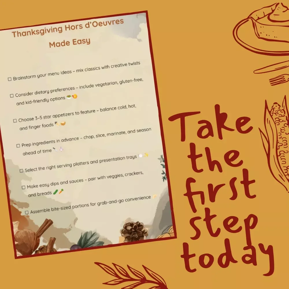 Thanksgiving Hors d’Oeuvres Made Easy | Holiday Appetizer Recipes & Hosting Guide | Printable Digital Download for Thanksgiving Party, Entertaining, and Family Gatherings