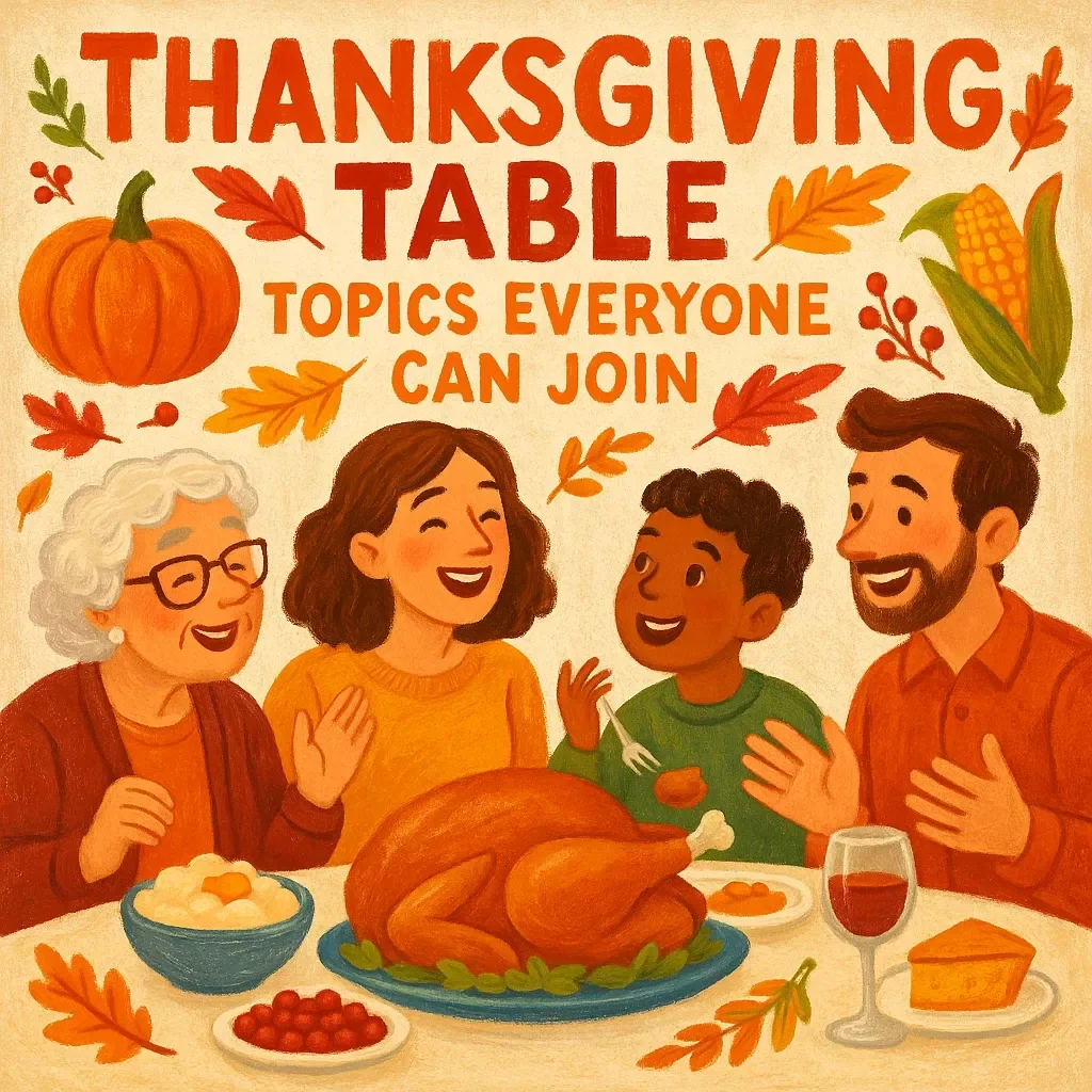 Thanksgiving Table Topics Everyone Can Join | Printable Conversation Starter Checklist | Fun Family Dinner Ideas for Gratitude & Laughter