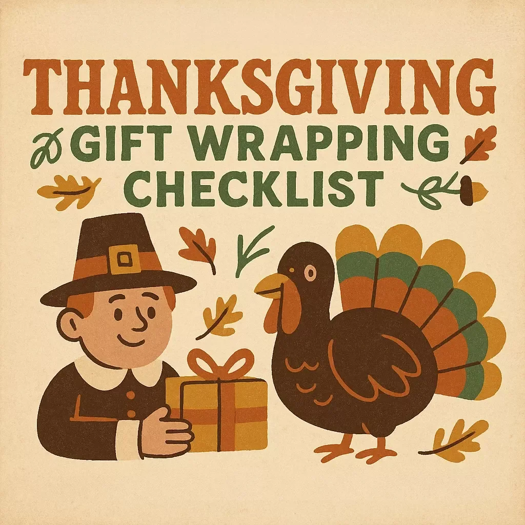 Thanksgiving Gift Wrapping Checklist | Printable Thanksgiving-Themed Gift Wrapping Ideas | Fall Holiday Gift Presentation Guide for Rustic, Cozy Packaging Inspiration
