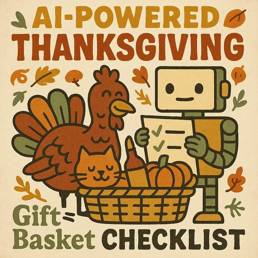AI-Powered Thanksgiving Gift Basket Checklist | Digital Download Guide for How to Use AI to Plan a Thanksgiving Gift Basket | Printable Holiday Planner for Creative, Personalized Gifts