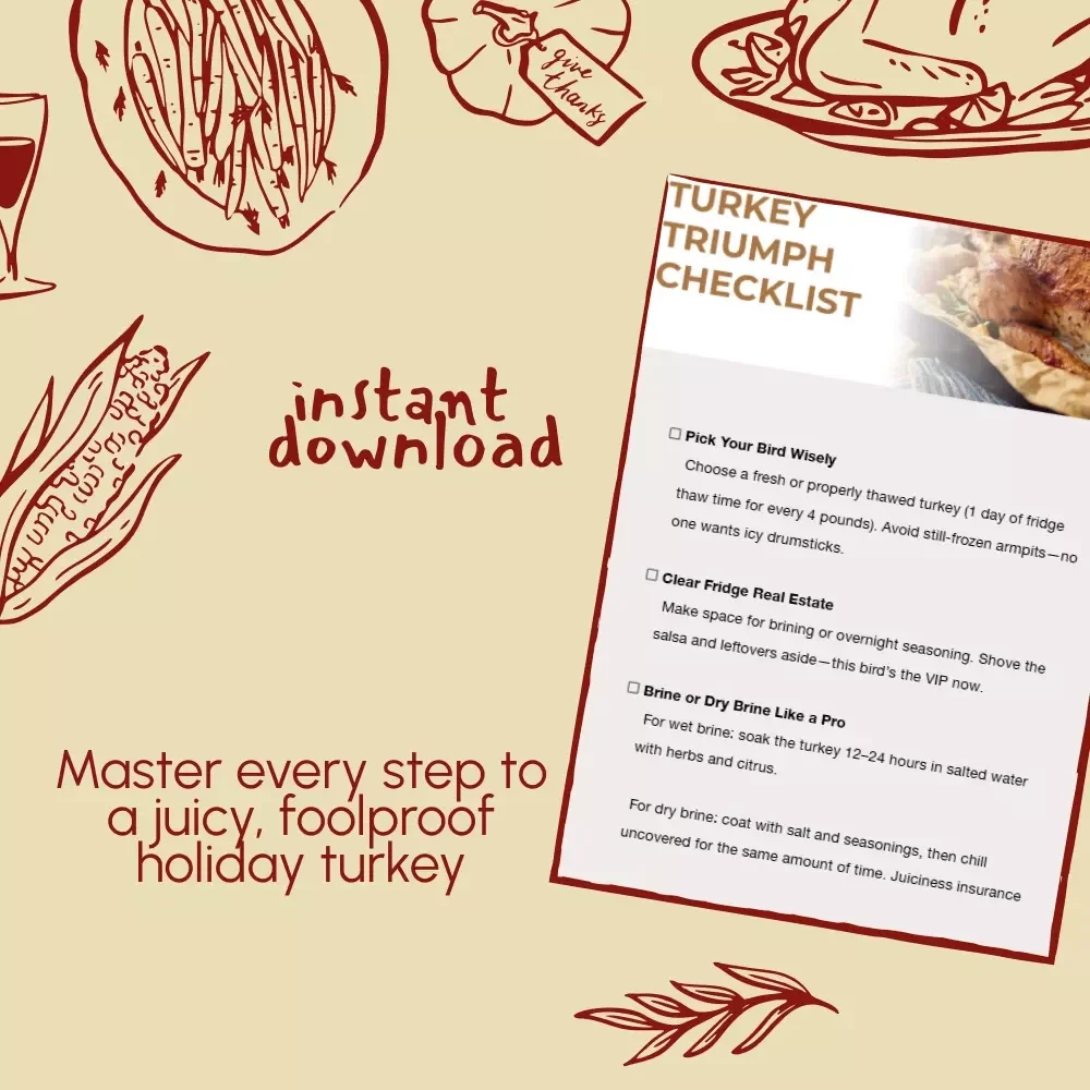 The Juicy Turkey Triumph Checklist | How to Cook a Juicy Thanksgiving Turkey | Ultimate Holiday Roasting Guide for Beginners & Food Lovers | Printable Kitchen Companion for the Perfect Bird