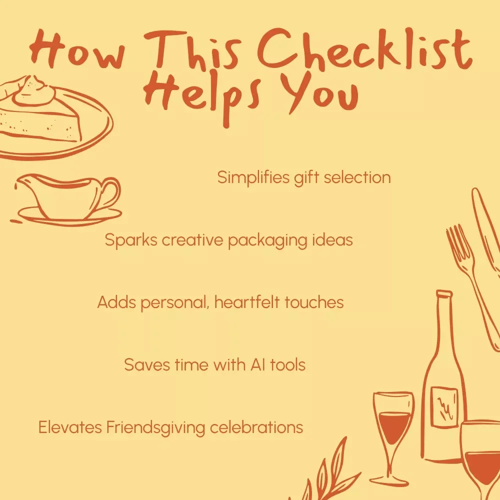 Friendsgiving Gift Checklist | Printable Holiday Gift Planning Guide | Digital Download Gifts for Friendsgiving | Thoughtful Friendsgiving Gift Ideas