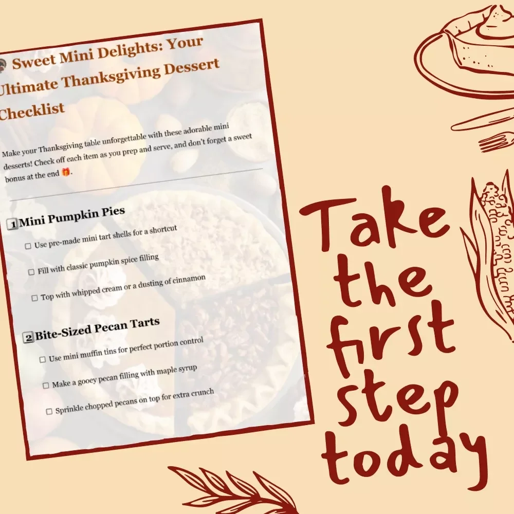 Sweet Mini Delights: Your Ultimate Thanksgiving Dessert Checklist | Printable Mini Dessert Guide, Digital Download, Holiday Baking Planner, Thanksgiving Party Recipes