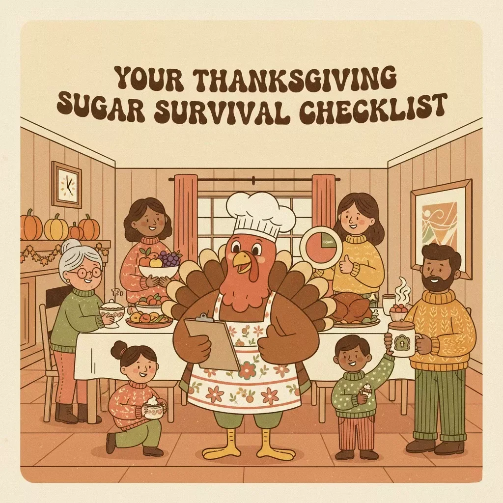 Your Thanksgiving Sugar Survival Checklist | Managing Sugar Intake at Thanksgiving | Printable Healthy Holiday Guide & Mindful Eating Checklist