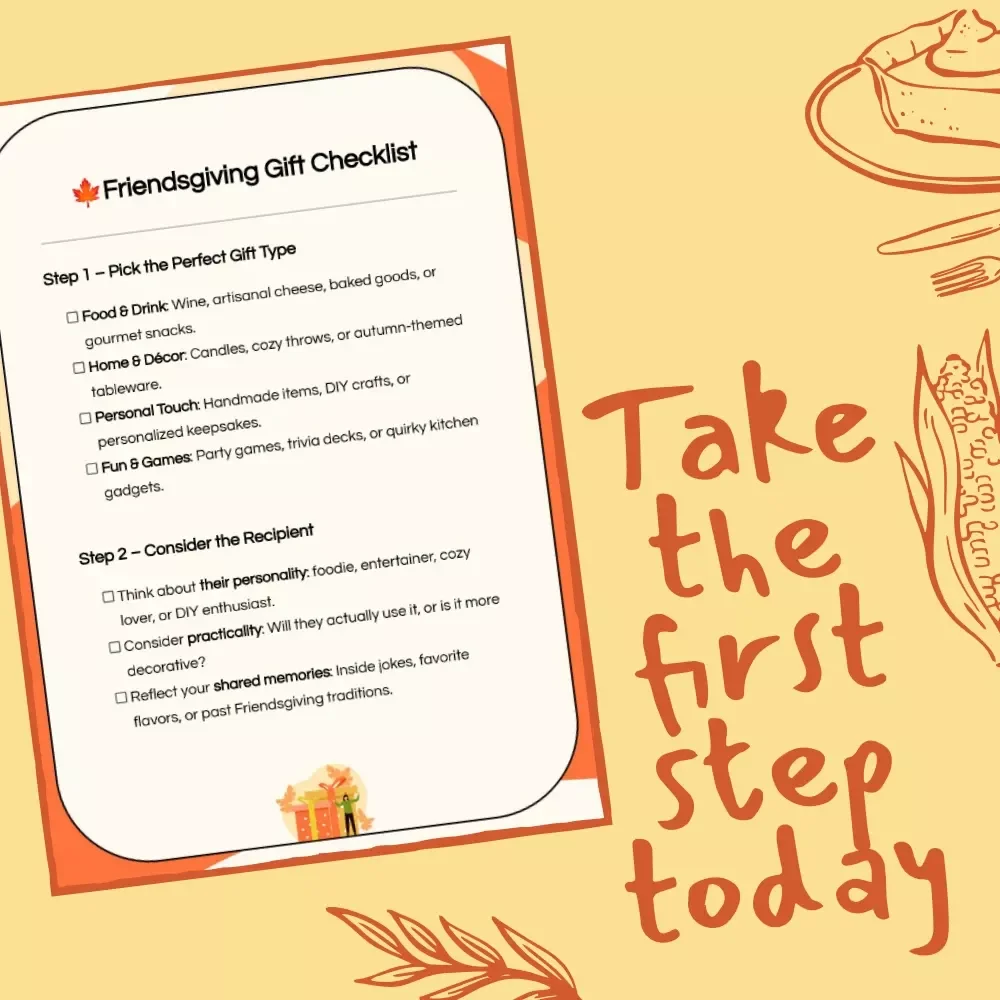 Friendsgiving Gift Checklist | Printable Holiday Gift Planning Guide | Digital Download Gifts for Friendsgiving | Thoughtful Friendsgiving Gift Ideas