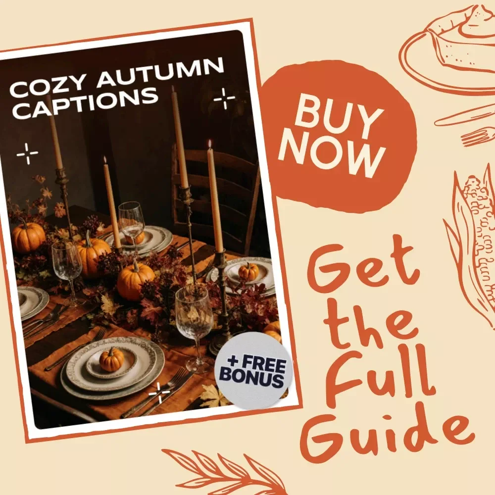 Cozy Autumn Captions | Fall Instagram Caption Guide, AI Prompts & Thanksgiving Social Media Content Ideas | Digital Download for Bloggers, Creators & Small Businesses