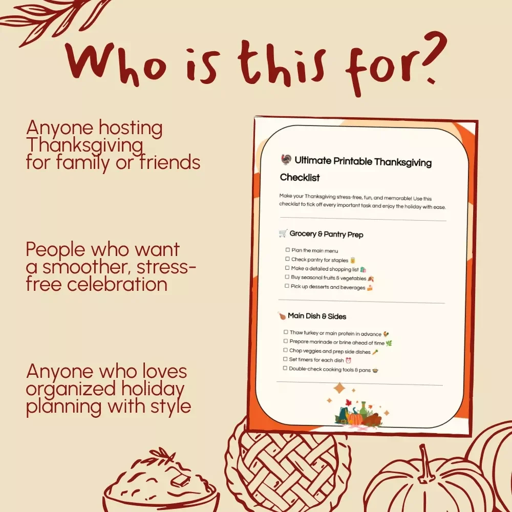 Ultimate Printable Thanksgiving Checklist | Stress-Free Holiday Planning Guide | Instant Digital Download