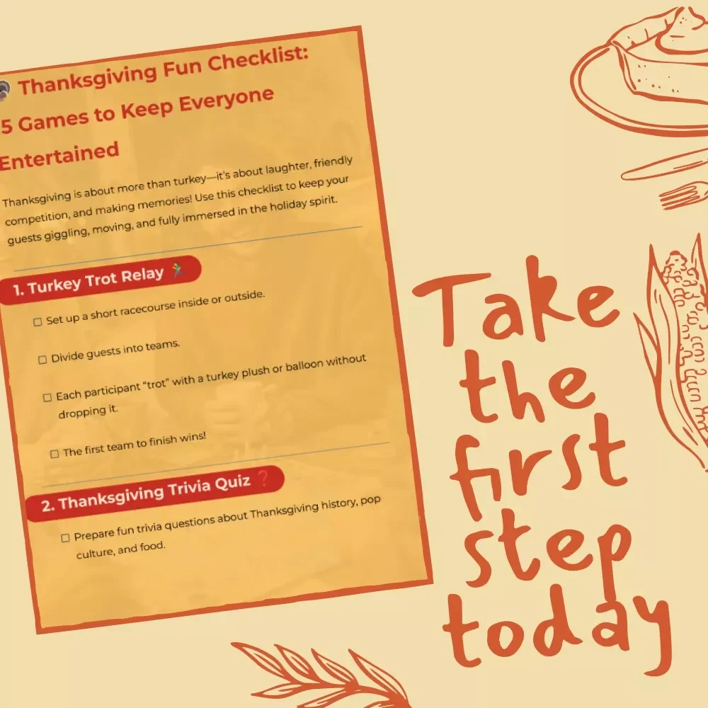 Thanksgiving Fun Checklist: 15 Games to Keep Everyone Entertained | Printable Thanksgiving Games, Family Activities, Kids & Adults Party Ideas, Holiday Fun Guide