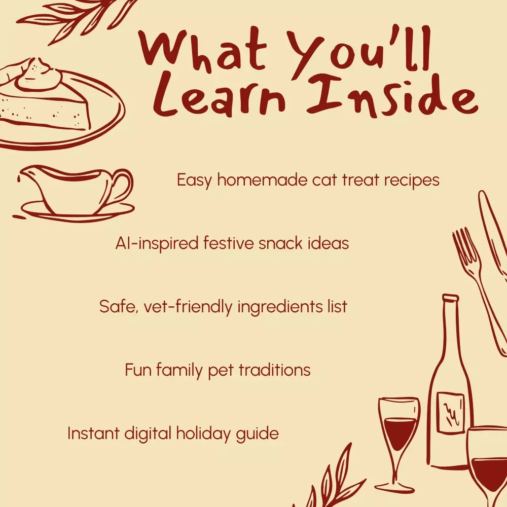 Healthy and Festive Thanksgiving Snacks for Your Cat | Cat Holiday Recipe Guide | AI-Powered Cat Treat Ideas | Printable eBook & Checklist for Pet Lovers