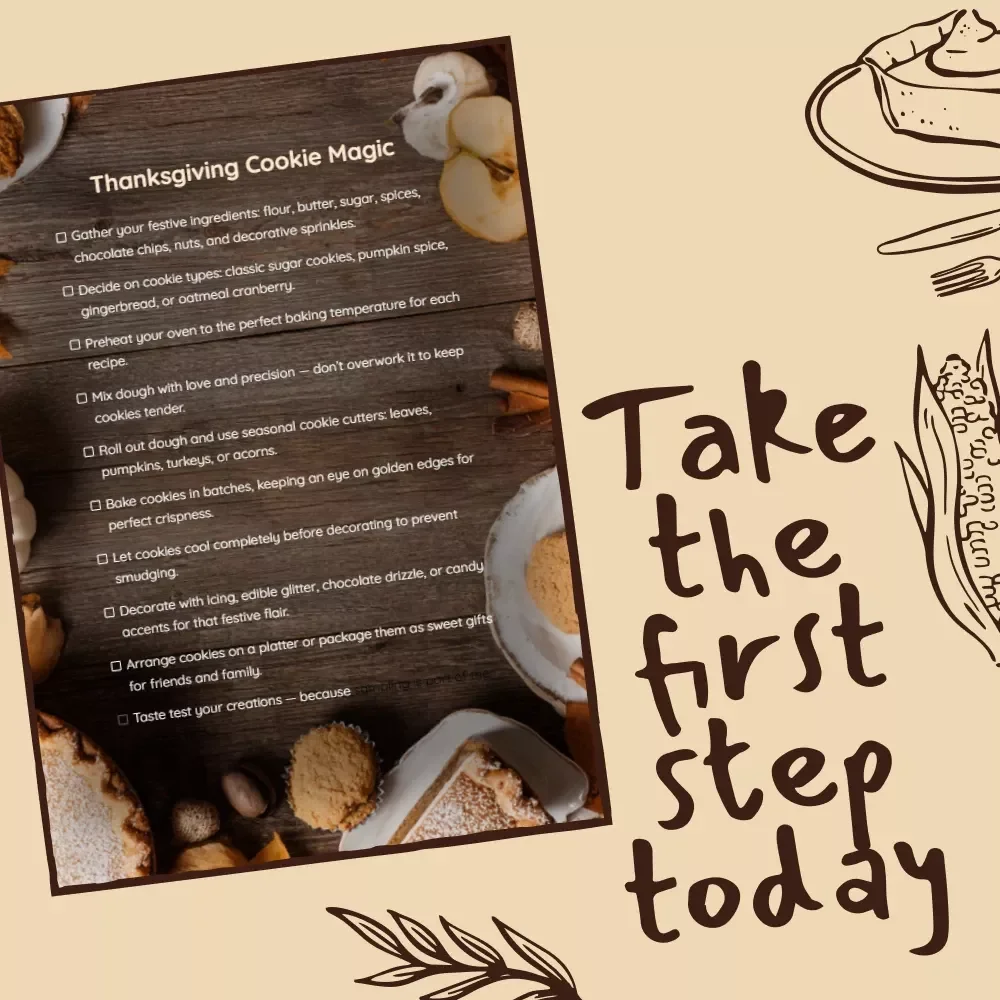 Thanksgiving Cookie Magic | Festive Thanksgiving Cookie Ideas Checklist | Holiday Baking Digital Download