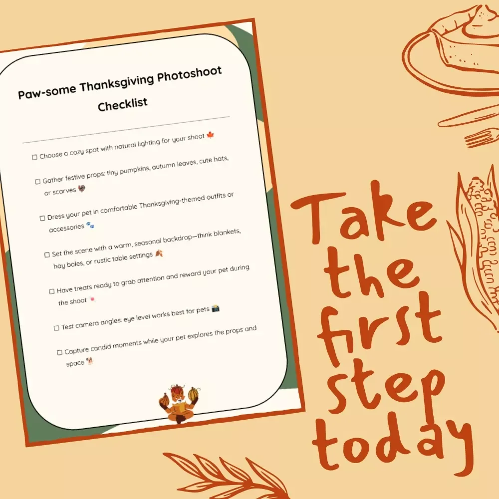 Paw-some Thanksgiving Photoshoot Checklist | Thanksgiving-Themed Pet Photoshoot Ideas | Digital Download Printable Guide for Pet Lovers