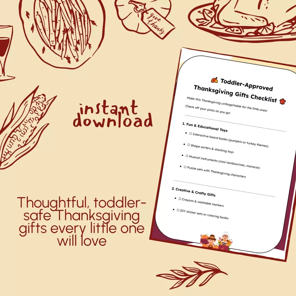 Toddler-Approved Thanksgiving Gifts Checklist | Fun & Educational Thanksgiving Gifts for Toddlers | Printable Holiday Gift Ideas for Kids