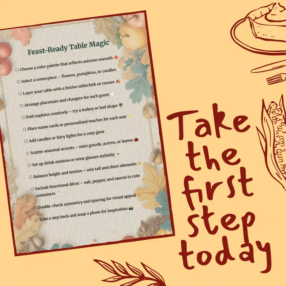 Feast-Ready Table Magic | Thanksgiving Table Decorating Ideas Checklist | Digital Download for Effortless Holiday Styling
