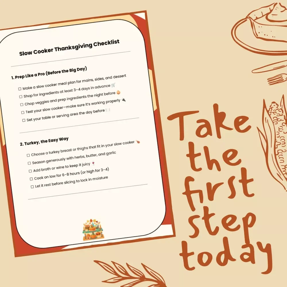 Slow Cooker Thanksgiving Checklist | Printable Holiday Planner for Easy Make-Ahead Meals | Digital Download for Stress-Free Cooking