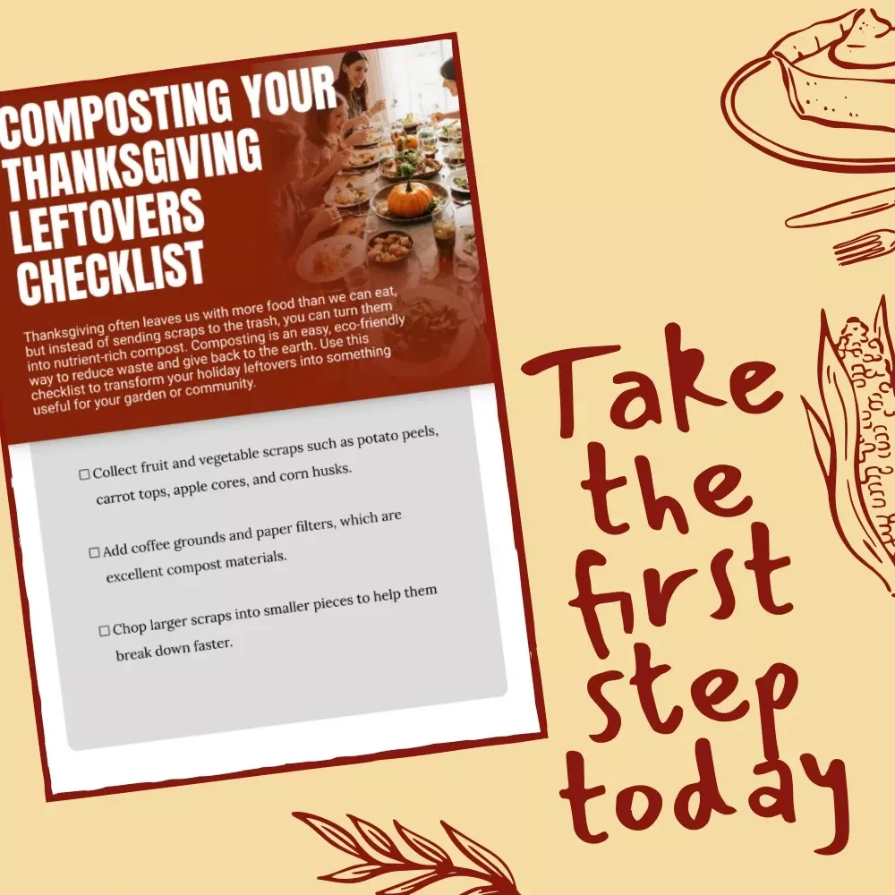 Composting Your Thanksgiving Leftovers Checklist | Eco-Friendly Holiday Waste Guide | Zero-Waste Kitchen Printable | Sustainable Living Digital Download