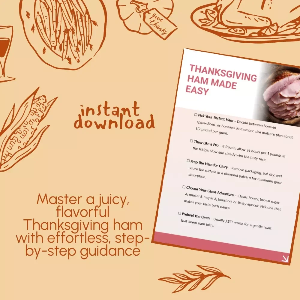 Thanksgiving Ham Made Easy – Printable Holiday Cooking Checklist for Beginners | Easy Ham Recipes for Thanksgiving | Digital Download