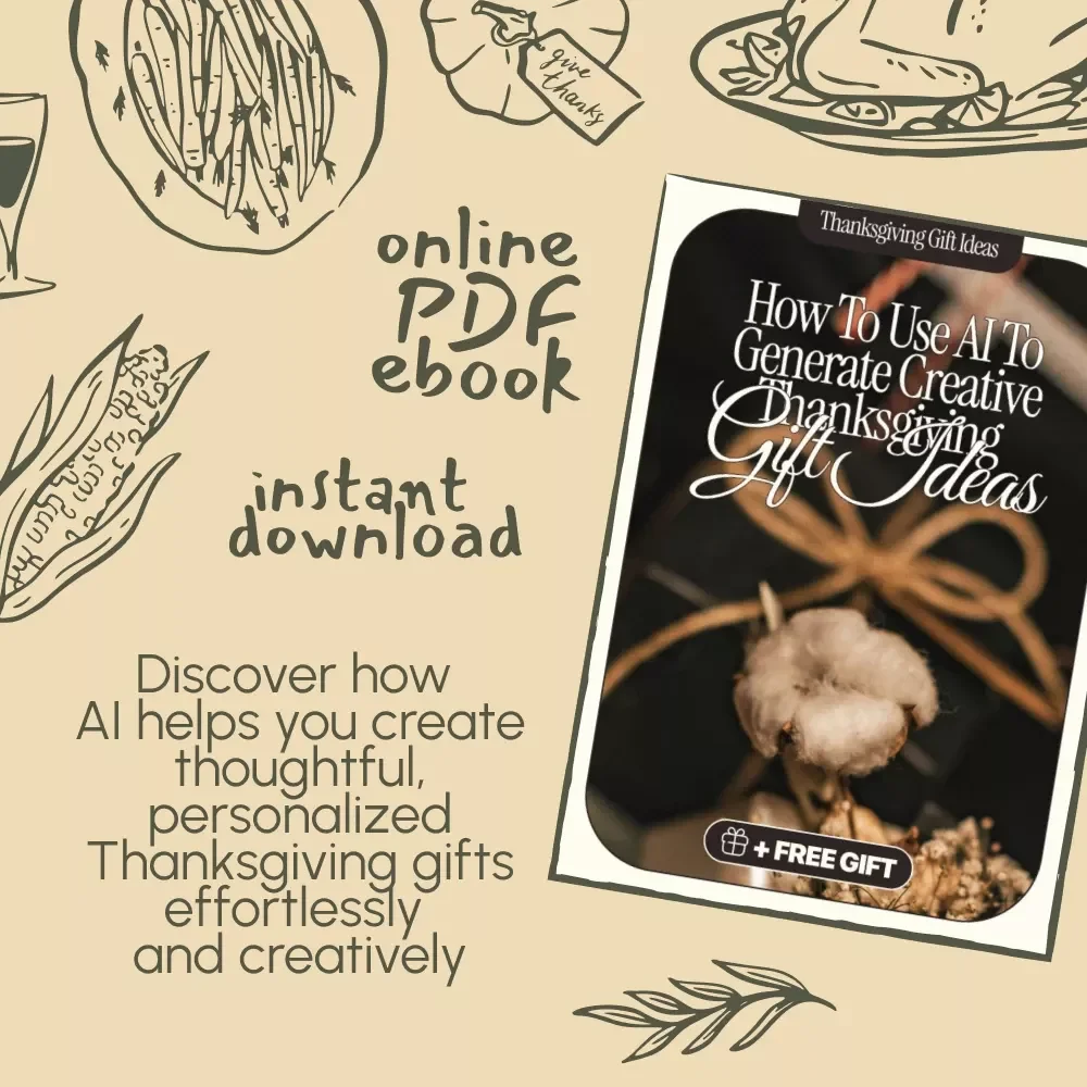 How to Use AI to Generate Creative Thanksgiving Gift Ideas | eBook Guide for Personalized, Unique, and Last-Minute Gifts | Digital Download for Creative Gifting Inspiration