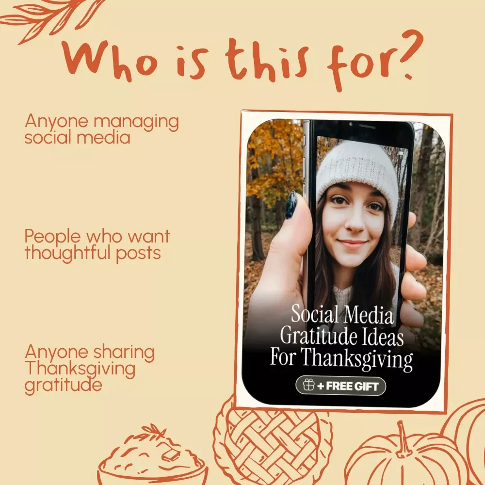 Social Media Gratitude Ideas for Thanksgiving | What to Post on Thanksgiving About Gratitude | Digital eBook for Creators, Coaches & Small Businesses