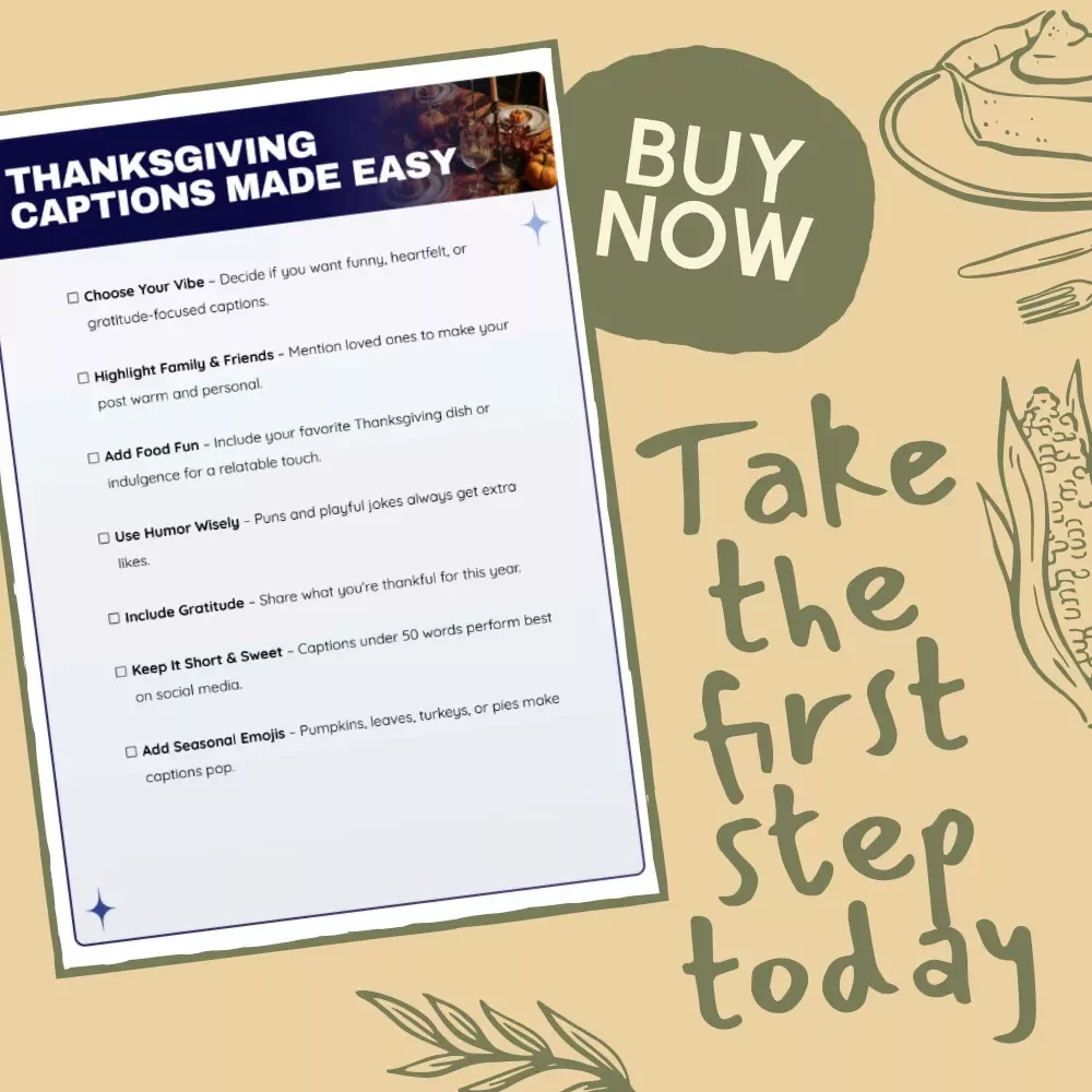 Thanksgiving Captions Made Easy | 10 Thanksgiving Captions You Can Copy and Paste | Social Media Caption Checklist for Instagram, Facebook & Pinterest