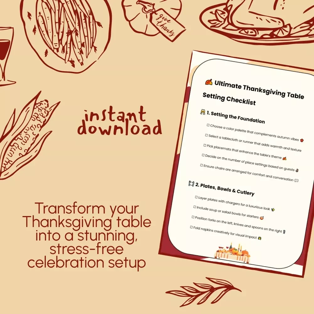 Ultimate Thanksgiving Table Setting Checklist | Printable Holiday Decor Guide | Thanksgiving Table Setting Ideas for a Beautiful Feast