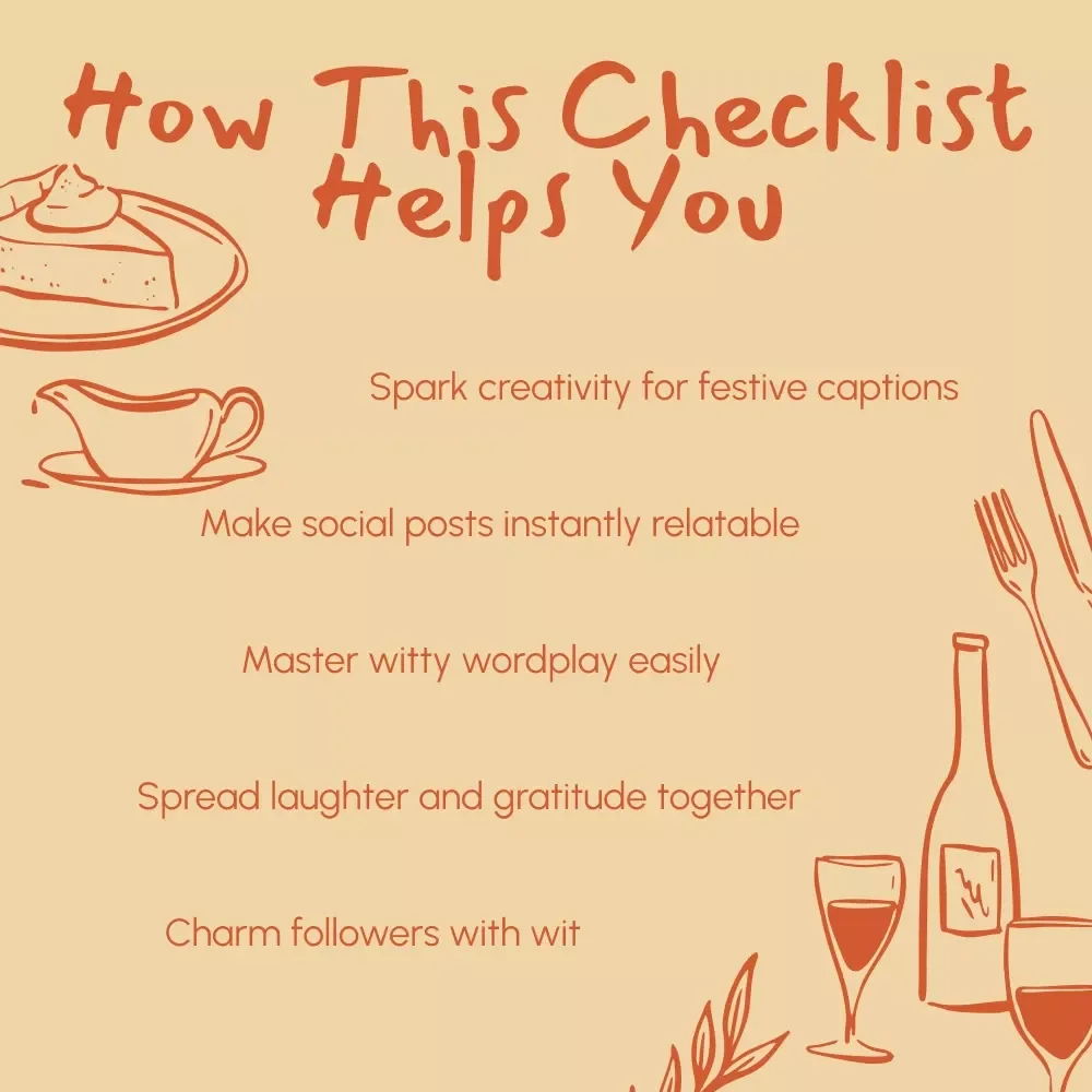Thanksgiving Giggles: Captions to Make You LOL | Funny Thanksgiving Captions About Being Thankful | Social Media Caption Checklist & eBook