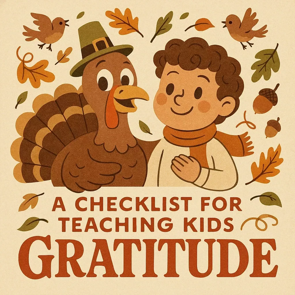 A Checklist for Teaching Kids Gratitude | Printable Thanksgiving Volunteering Guide for Parents | Digital Download to Inspire Thankfulness and Family Giving