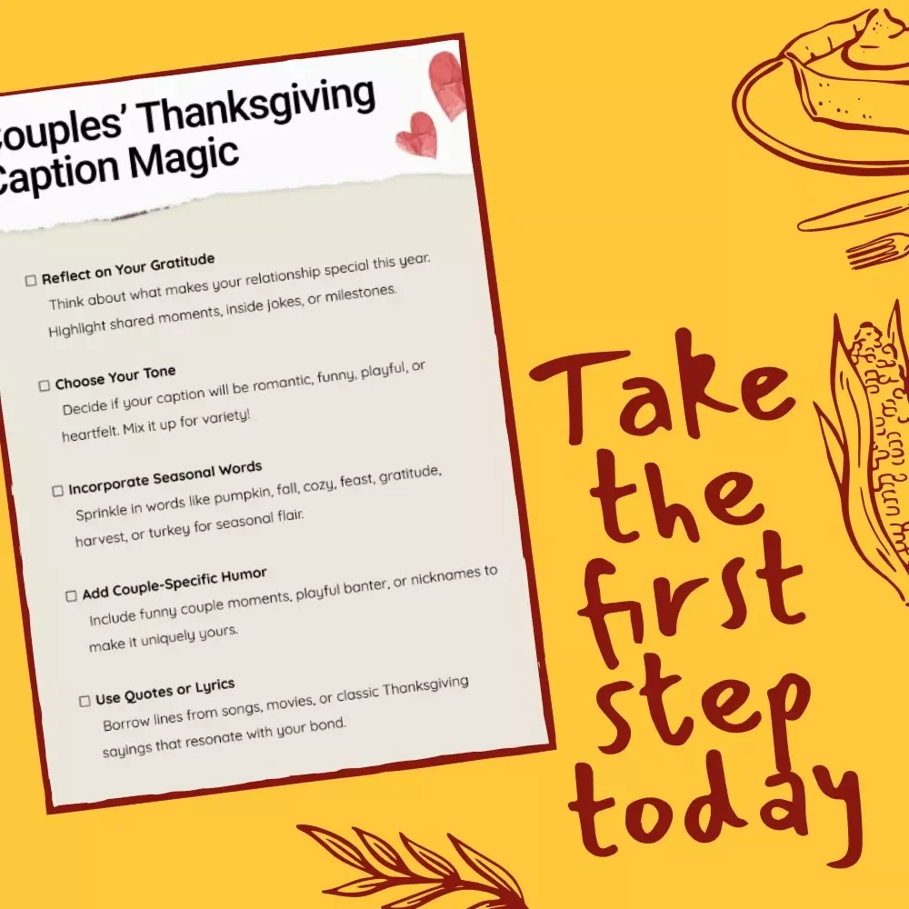 Couples’ Thanksgiving Caption Magic | Romantic Fall Instagram Caption Ideas | Cozy Autumn Love Quotes & Funny Couple Captions for Thanksgiving Photos | Digital Download eBook Guide