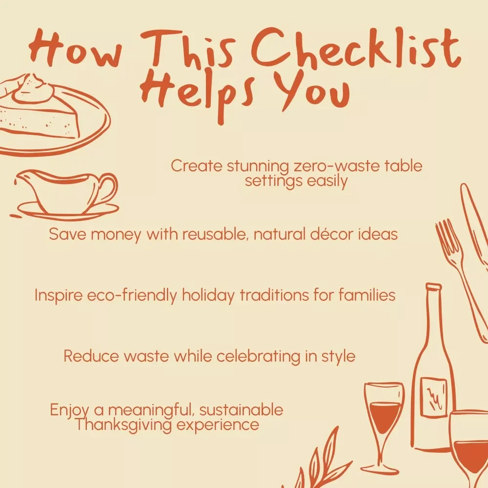 Eco-Friendly Thanksgiving Decorations Checklist | Sustainable Fall Holiday Decor Ideas | Zero Waste Table Setting & Rustic DIY Guide (Digital Download)