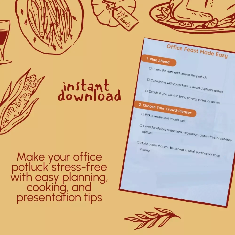 Office Feast Made Easy | Thanksgiving Potluck Guide | Digital Download | Office Party Planner | Holiday Recipe Checklist | Festive Food Prep Tips | Printable eBook for Easy Team Potlucks