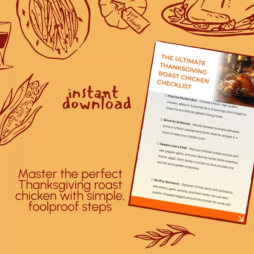 The Ultimate Thanksgiving Roast Chicken Checklist | Printable Kitchen Guide for Perfect Holiday Dinners | Thanksgiving Roast Chicken Recipes Digital Download
