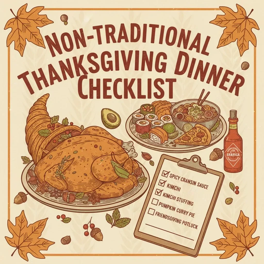 Non-Traditional Thanksgiving Dinner Checklist | Unique Non Traditional Thanksgiving Dinner Ideas | Modern Holiday Planning Guide (Digital Download)
