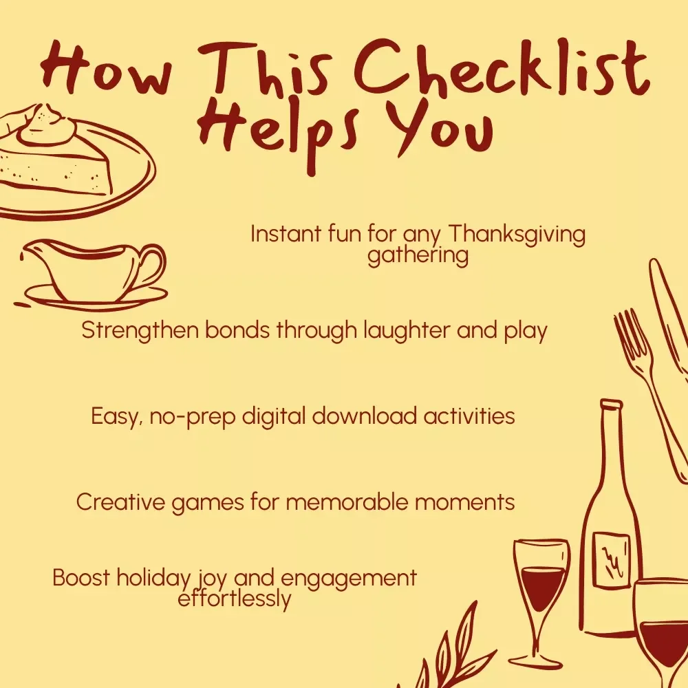 Ultimate Thanksgiving Games Checklist for Adults | Printable Thanksgiving Party Games | Fun Holiday Activities for Friends & Family | Thanksgiving eBook & Digital Download