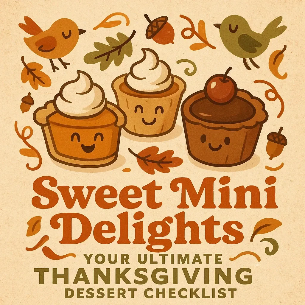 Sweet Mini Delights: Your Ultimate Thanksgiving Dessert Checklist | Printable Mini Dessert Guide, Digital Download, Holiday Baking Planner, Thanksgiving Party Recipes