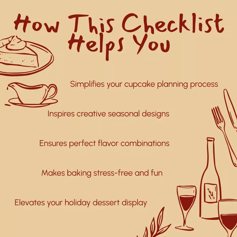 Festive Thanksgiving Cupcake Checklist | Printable Holiday Baking Guide | Digital Download for Autumn Party Desserts & Thanksgiving Cupcake Decorating Ideas