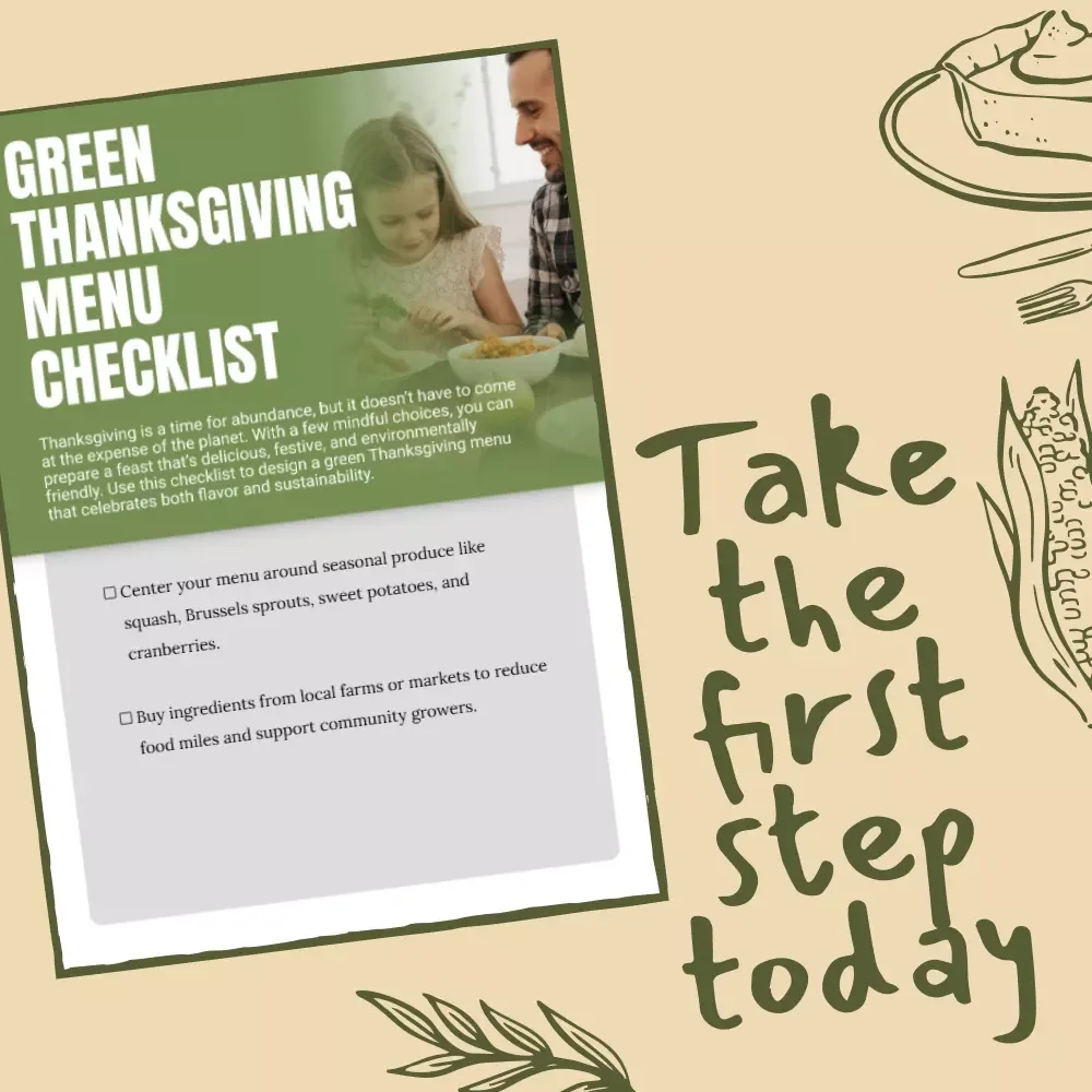 Green Thanksgiving Menu Checklist Digital Download | Eco-Friendly Holiday Planner | Sustainable Feast Guide | Green Thanksgiving Menu Ideas
